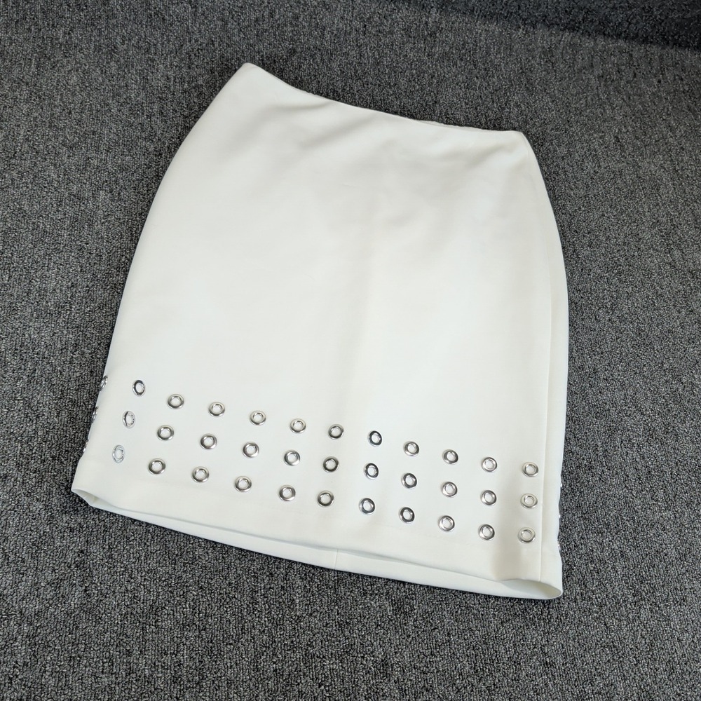 Calvin Klein White Pencil Skirt with Silver Eyelets